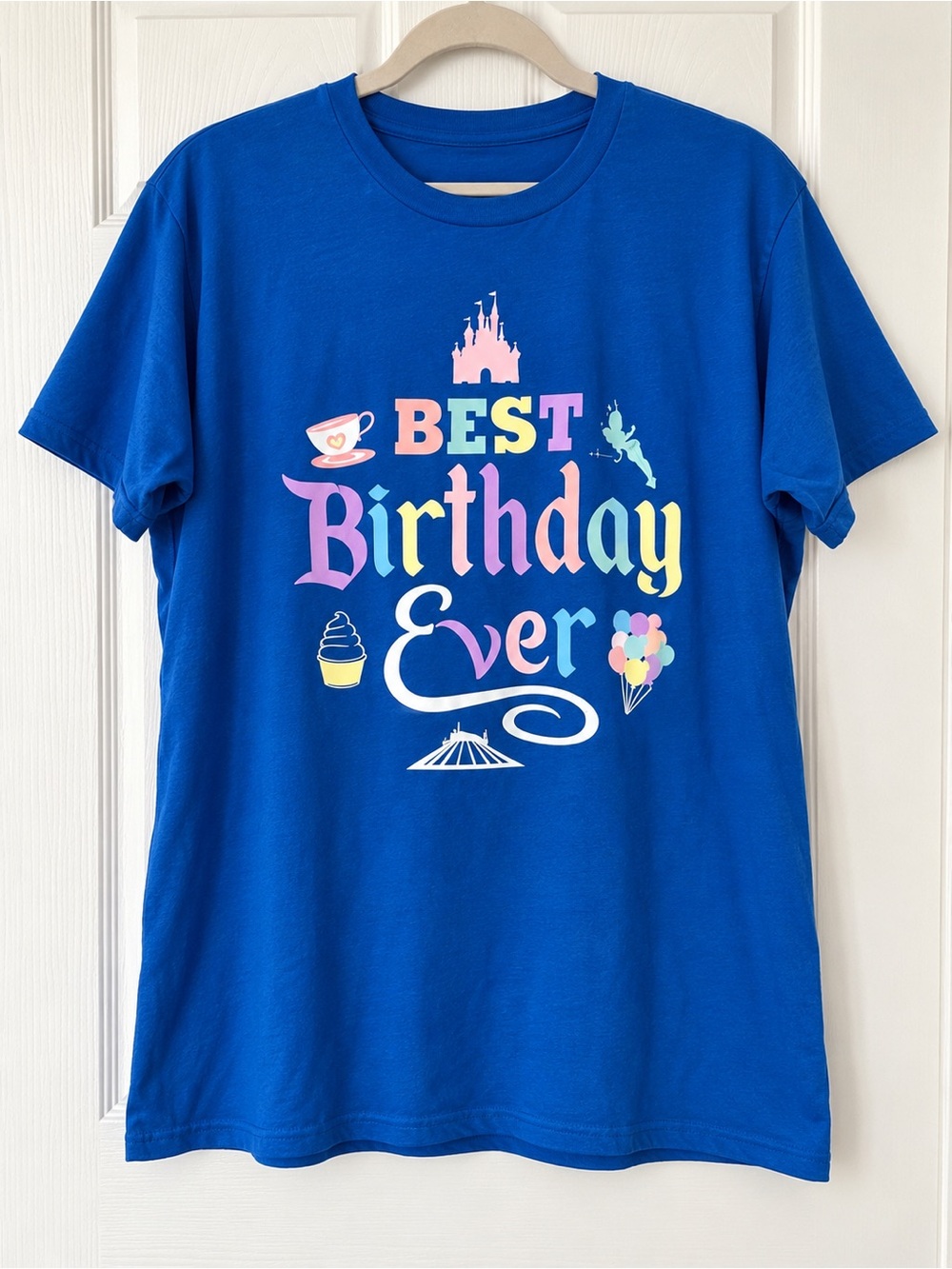 Disney Women's Blue Birthday Tshirt, size large